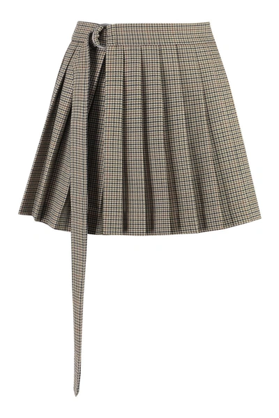 Shop Ami Alexandre Mattiussi Ami Paris Wool Mini Skirt In Beige