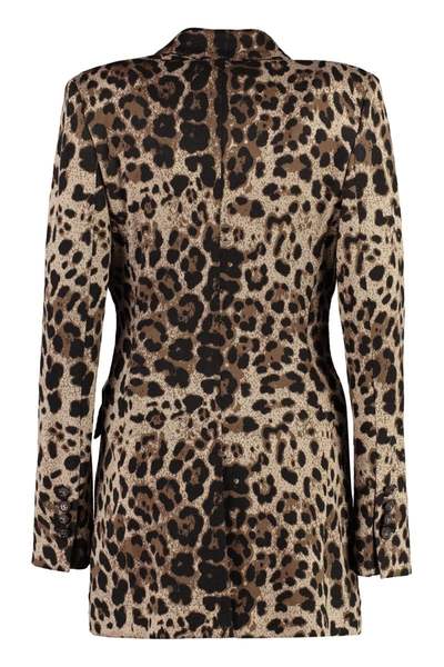 Shop Dolce & Gabbana Double-breasted Knit Jacket In Animalier