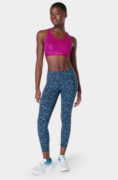 Sweaty Betty Power Workout 7/8 Leggings In Blue Abstract Markings Print