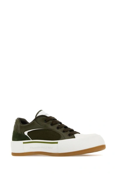 Shop Alexander Mcqueen Man Olive Green Plimsoll Sneakers