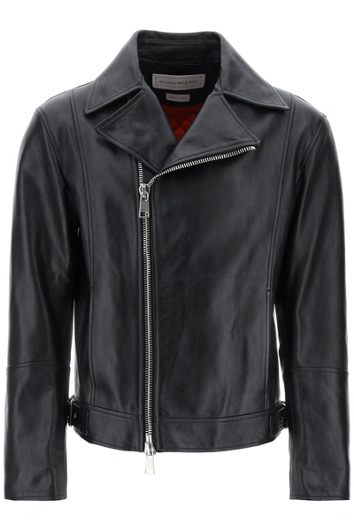 Shop Alexander Mcqueen Nappa Biker Jacket Men In Black