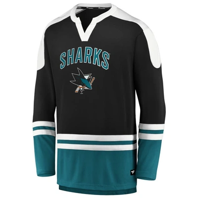 Shop Fanatics Branded Black/teal San Jose Sharks Iconic Slapshot Long Sleeve T-shirt