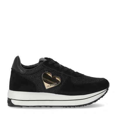 Shop Love Moschino Black Sneaker With Heart