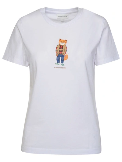 Shop Maison Kitsuné 'dressed Fox' White Cotton T-shirt