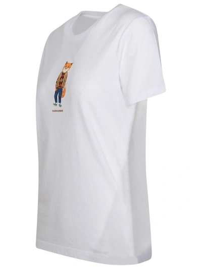 Shop Maison Kitsuné 'dressed Fox' White Cotton T-shirt