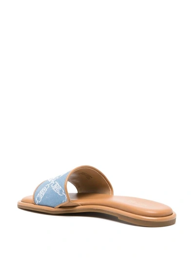 Shop Michael Michael Kors Michael Kors Saylor Flat Sandals In Clear Blue