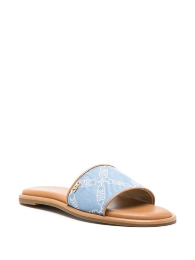 Shop Michael Michael Kors Michael Kors Saylor Flat Sandals In Clear Blue