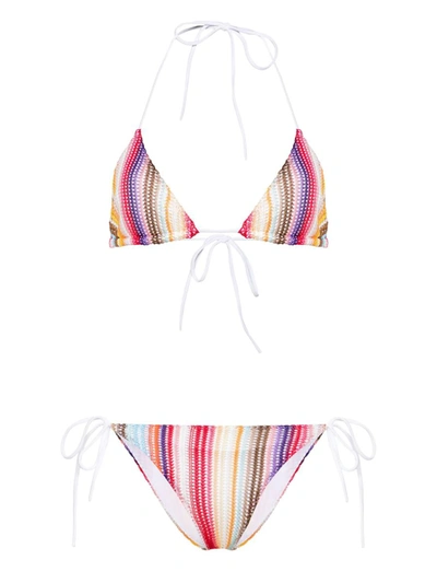 Shop Missoni Striped Bikini Set In Multicolour