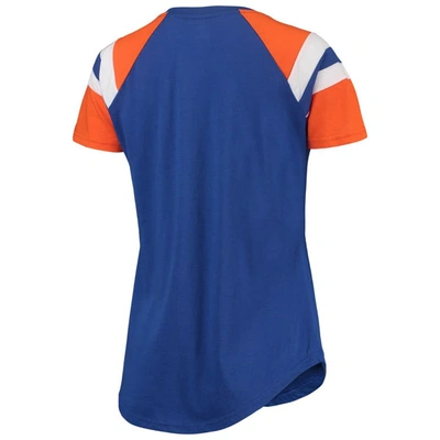 Shop Starter Royal/orange New York Mets Game On Notch Neck Raglan T-shirt