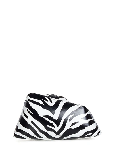 Shop Attico The  8.30 Pm Zebra Pattern Leather Clutch Bag In White