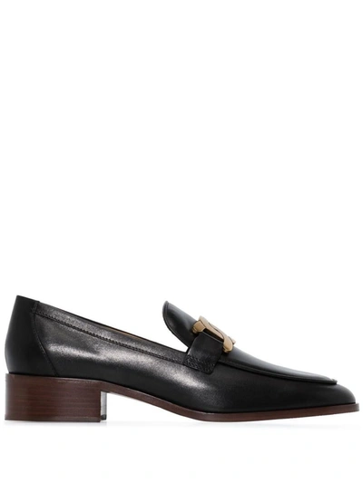 Shop Tod's Leather Heel Loafers In Black