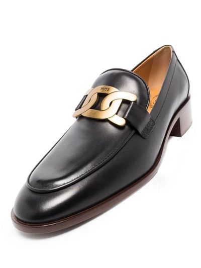 Shop Tod's Leather Heel Loafers In Black