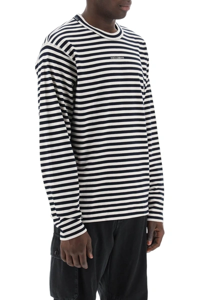 Shop Dolce & Gabbana Long-sleeved Striped T-shirt Men In Multicolor