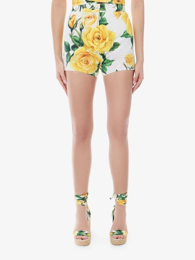 Shop Dolce & Gabbana Woman Shorts Woman Yellow Shorts