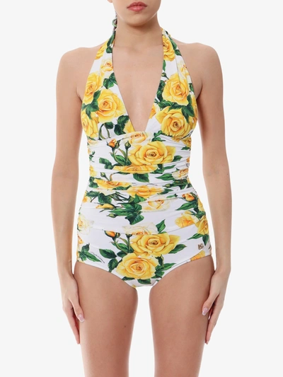 Shop Dolce & Gabbana Woman Swimsuit Woman Yellow Swimwear