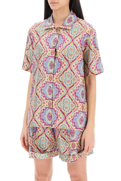 Shop Etro Short-sleeved Silk Printed Shirt Women In Multicolor