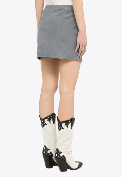 Loulou Studio Blue Suede Mini Skirt In Blue