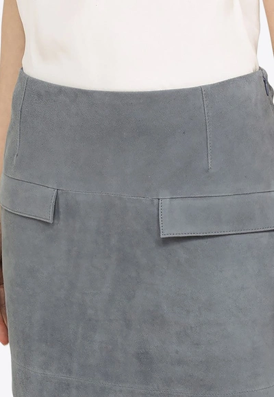 Loulou Studio Blue Suede Mini Skirt In Blue