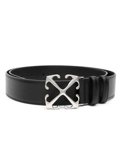 Shop Off-white Black Arrow Leather Belt In 1000 Black No Color