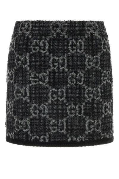 Shop Gucci Woman Embroidered Tweed Mini Skirt In Multicolor