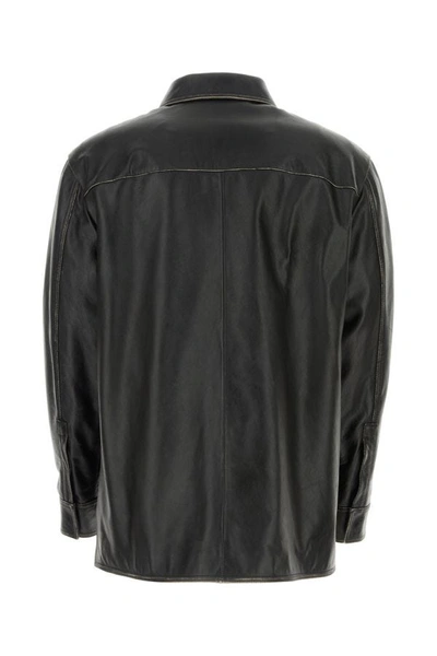 Shop Loewe Man Black Nappa Leather Shirt