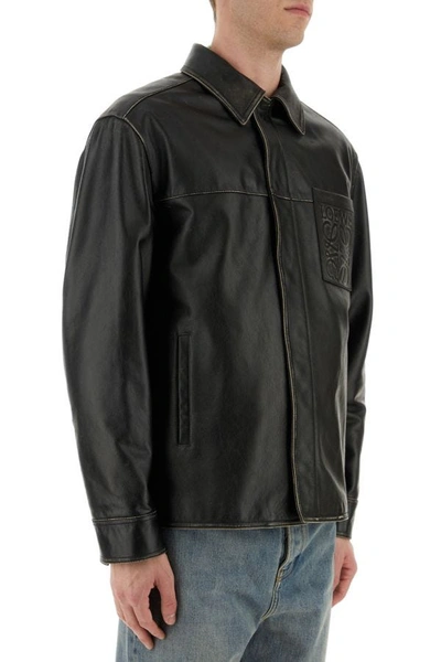 Shop Loewe Man Black Nappa Leather Shirt