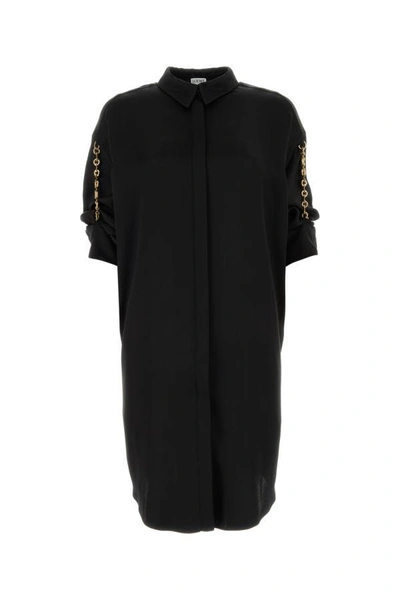 Shop Loewe Woman Black Satin Shirt Dress