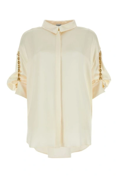 Shop Loewe Woman Ivory Satin Shirt In White