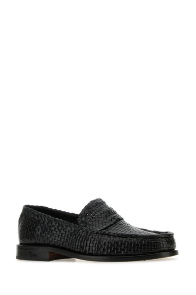 Shop Marni Man Black Leather Loafers