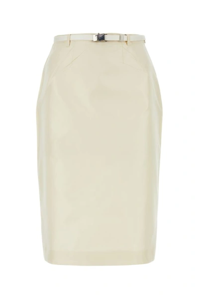 Shop Prada Woman Ivory Faille Skirt In White