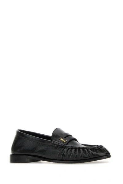 Shop Saint Laurent Man Black Leather Le Loafer Loafers