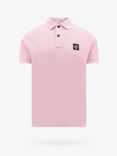 Shop Stone Island Man Polo Shirt Man Pink Polo Shirts