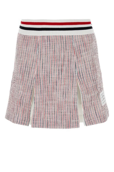 Shop Thom Browne Woman Embroidered Stretch Tweed Mini Skirt In Multicolor