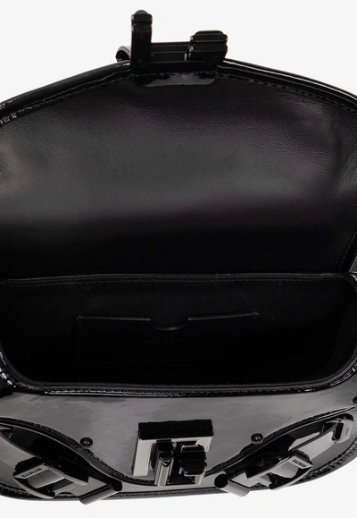 Shop Balmain Blaze Patent Leather Shoulder Bag In Black