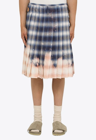 Shop 1989 Studio Bleached Knee-length Checkered Kilt In Multicolor