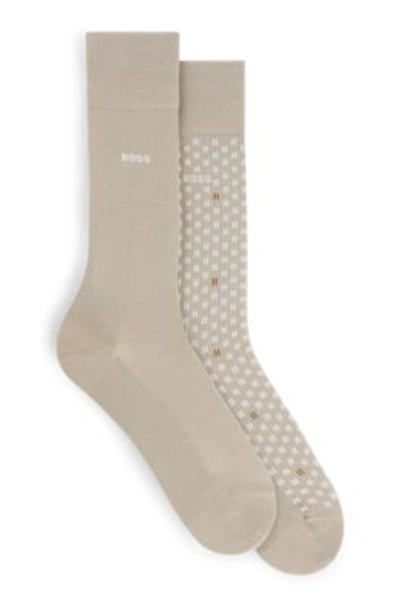Hugo Boss Two-pack Of Regular-length Socks In Khaki
