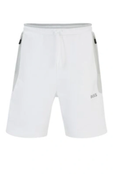 Shop Hugo Boss Shorts With 3d-molded Logo In White