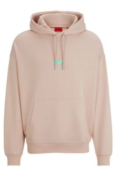 Hugo Boss Cotton-terry Oversize-fit Hoodie With Seasonal Logos In Light Pink