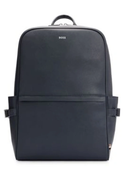 Shop Hugo Boss Backpack With Signature Stripe And Logo Detail In Dark Blue
