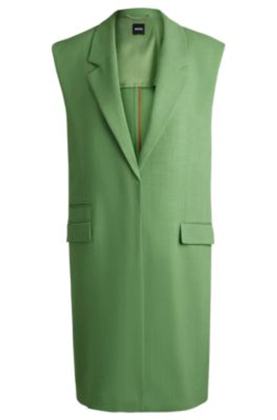 Shop Hugo Boss Sleeveless Jacket With Concealed Closure And Signature Lining In Light Green