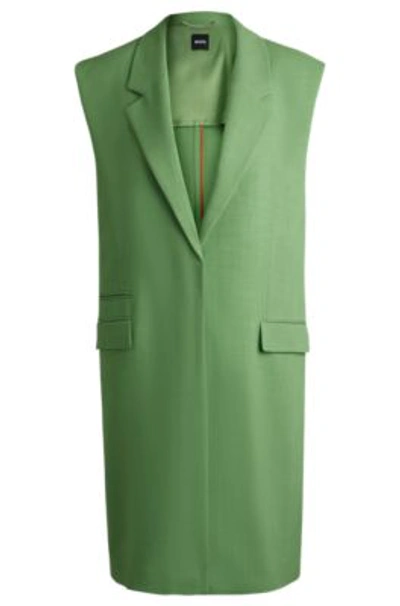 Hugo Boss Sleeveless Jacket With Concealed Closure And Signature Lining In Light Green
