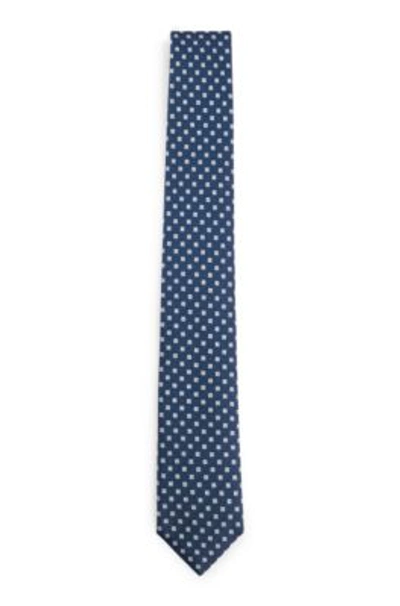 Shop Hugo Boss Silk Tie With Jacquard-woven Pattern In Dark Blue