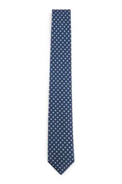Hugo Boss Silk Tie With Jacquard-woven Pattern In Dark Blue
