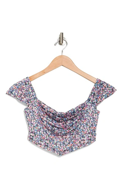 Shop Afrm Lazo Off The Shoulder Crop Top In Summer Multi Ditsy