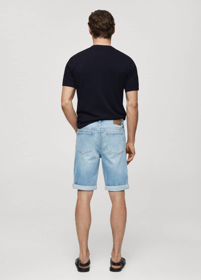 Shop Mango Slim-fit Denim Bermuda Shorts Medium Blue In Bleu Moyen