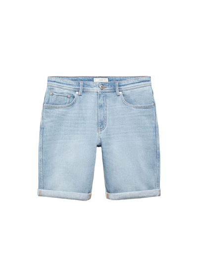 Shop Mango Slim-fit Denim Bermuda Shorts Medium Blue In Bleu Moyen