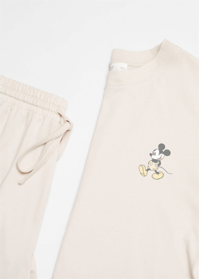 Shop Mango Mickey Mouse Two-piece Pyjamas Beige