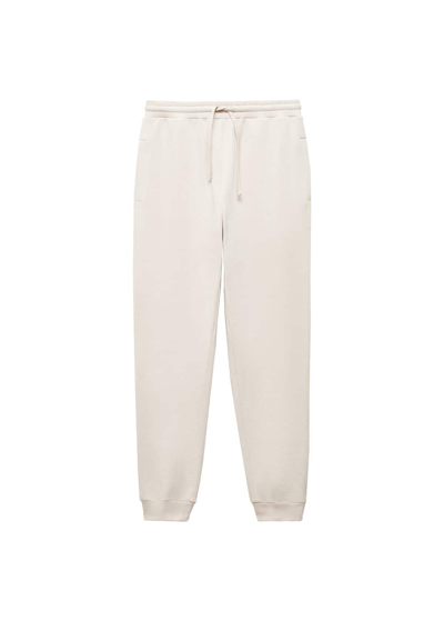 Shop Mango Cotton Jogger-style Trousers Beige