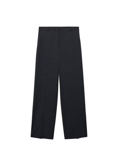 Shop Mango Low-waist Wideleg Trousers Black In Noir