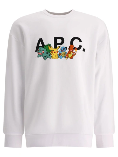Shop Apc A.p.c. "pokémon The Crew" Sweatshirt In White